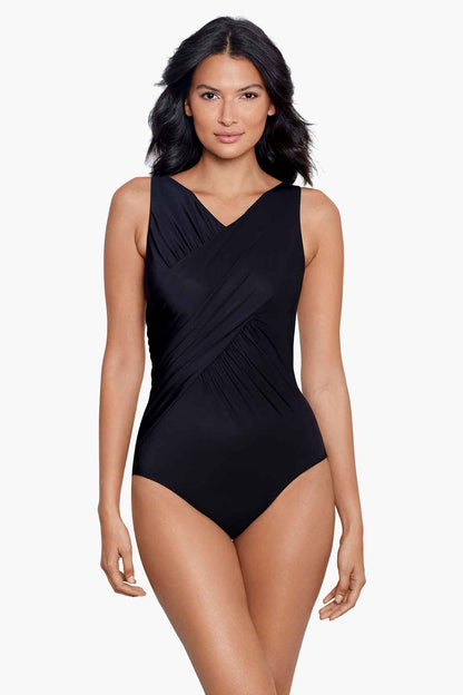 Miraclesuit Black Rock Solid Tulia One Piece Swimsuit