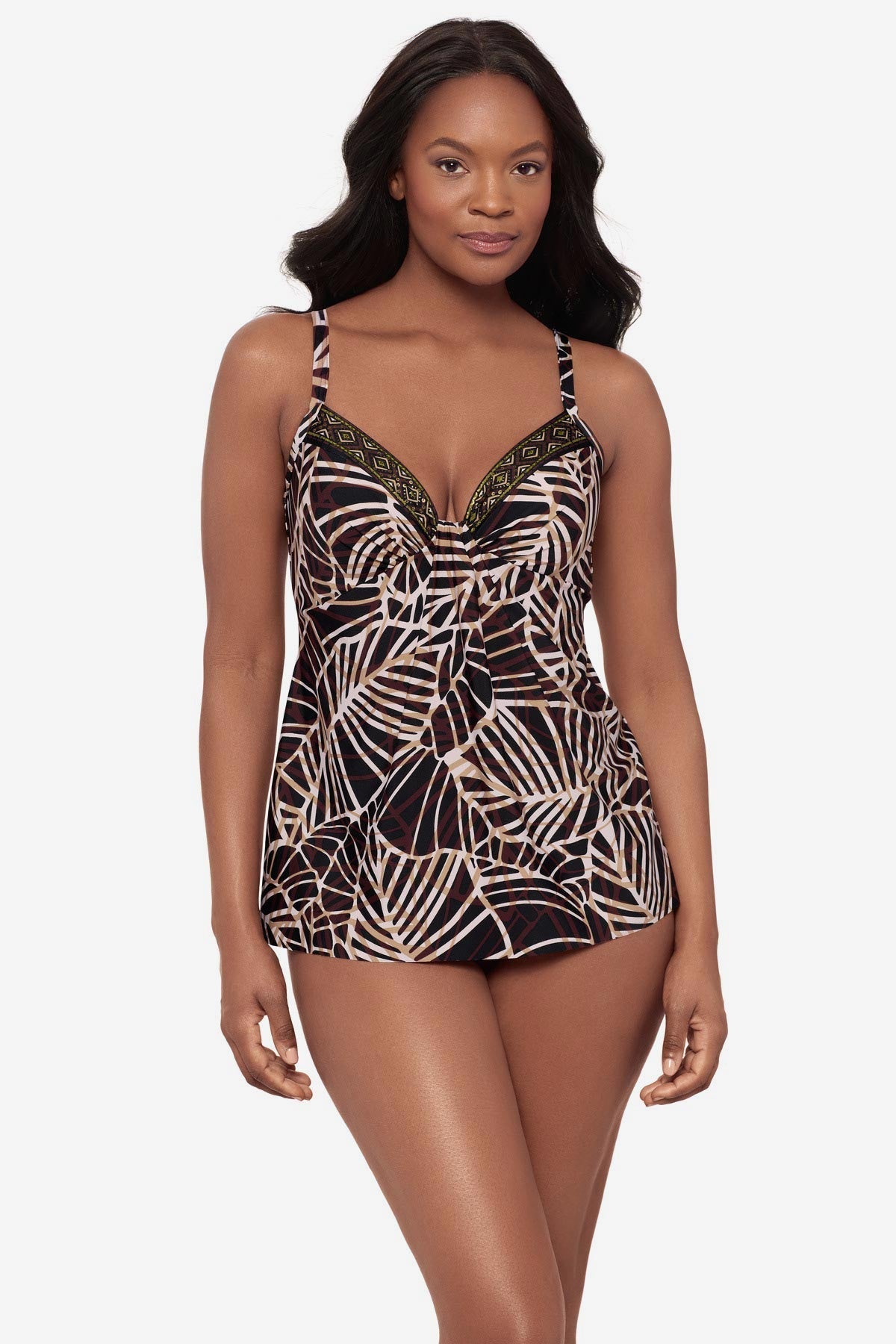 Miraclesuit Black/Multi Marina Tankini Top in Let's Be Fronds
