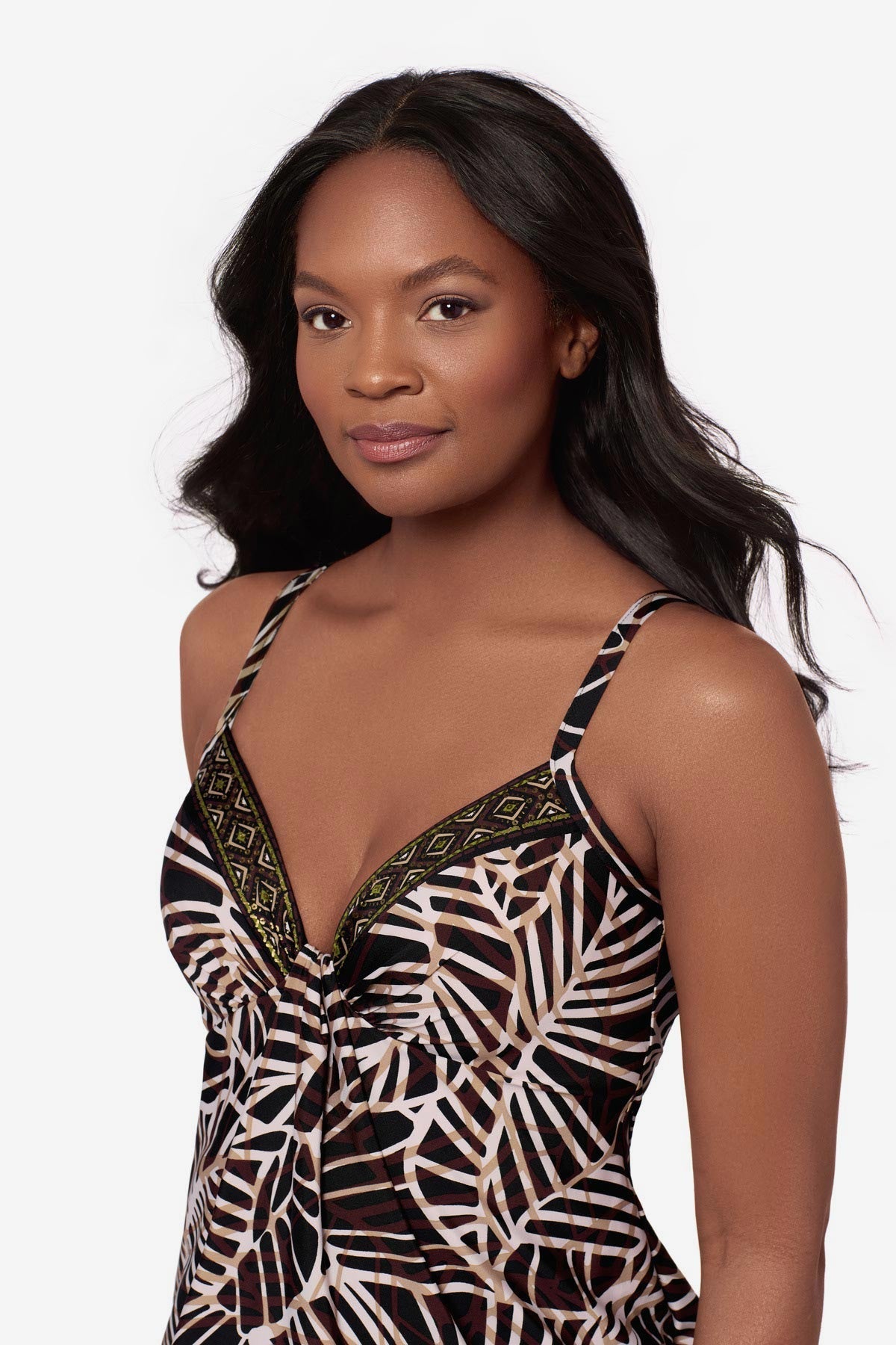 Miraclesuit Black/Multi Marina Tankini Top in Let's Be Fronds
