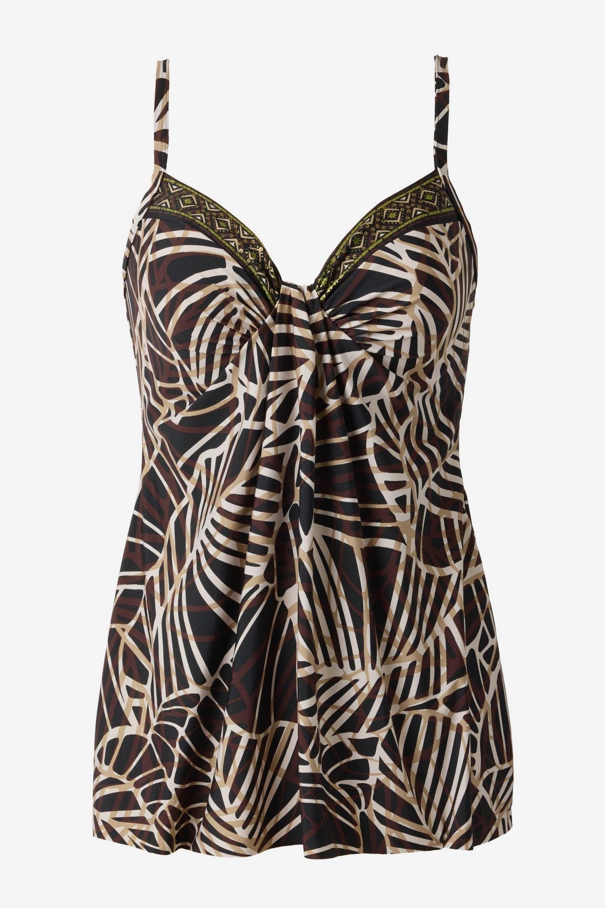 Miraclesuit Black/Multi Marina Tankini Top in Let's Be Fronds