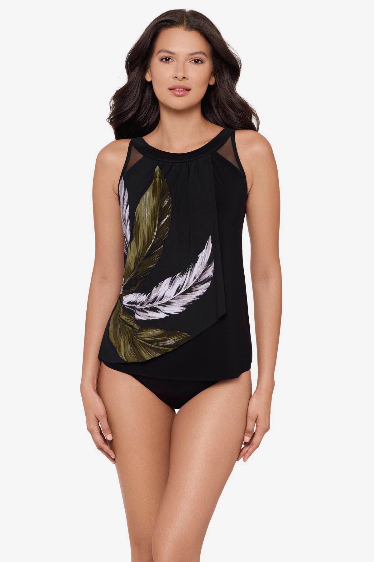 Miraclesuit Black/Multi Ursula Tankini Top in Boca Grande