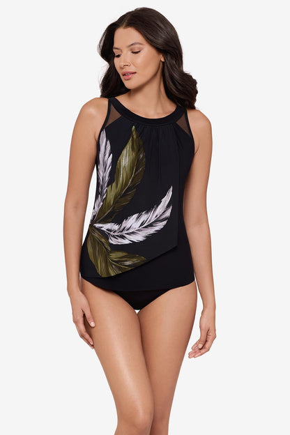 Miraclesuit Black/Multi Ursula Tankini Top in Boca Grande