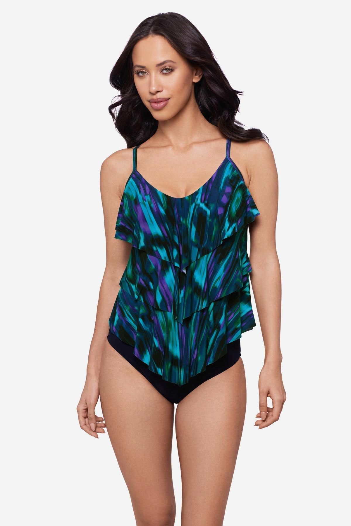 Miraclesuit Black/Multi Magicsuit Rainfall Rita Tankini Top Separate