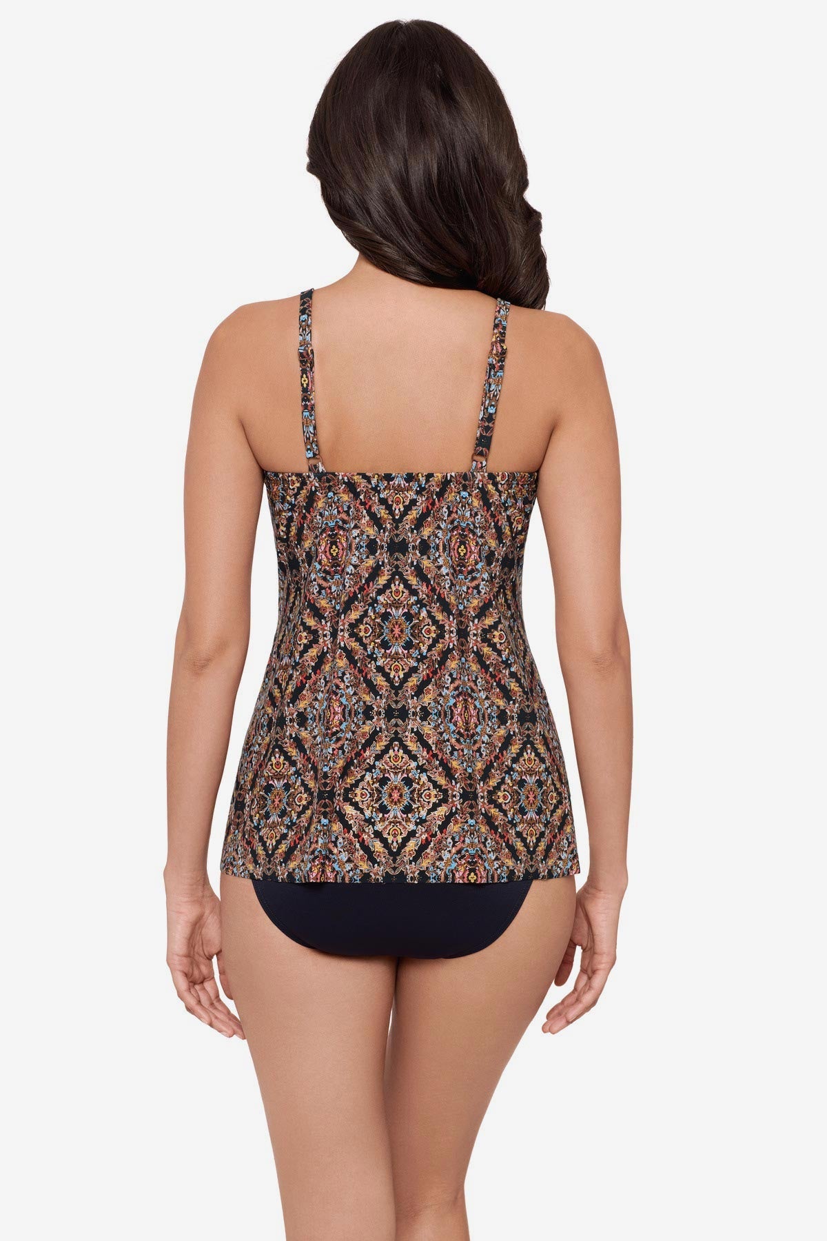 Miraclesuit Black/Multi Marina Tankini Top in Scandale
