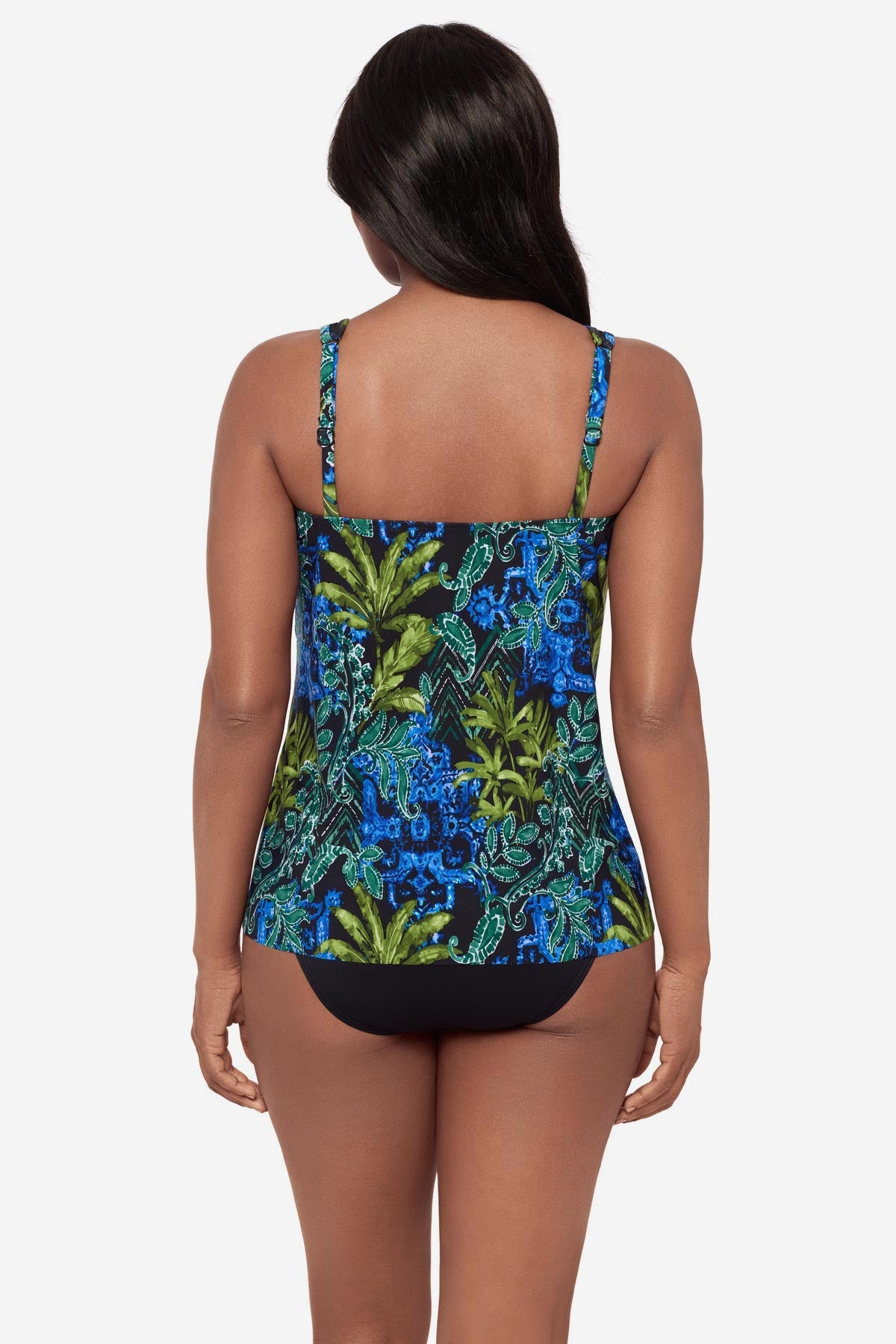 Miraclesuit Black/Multi Mirage Tankini Top in Gasparilla