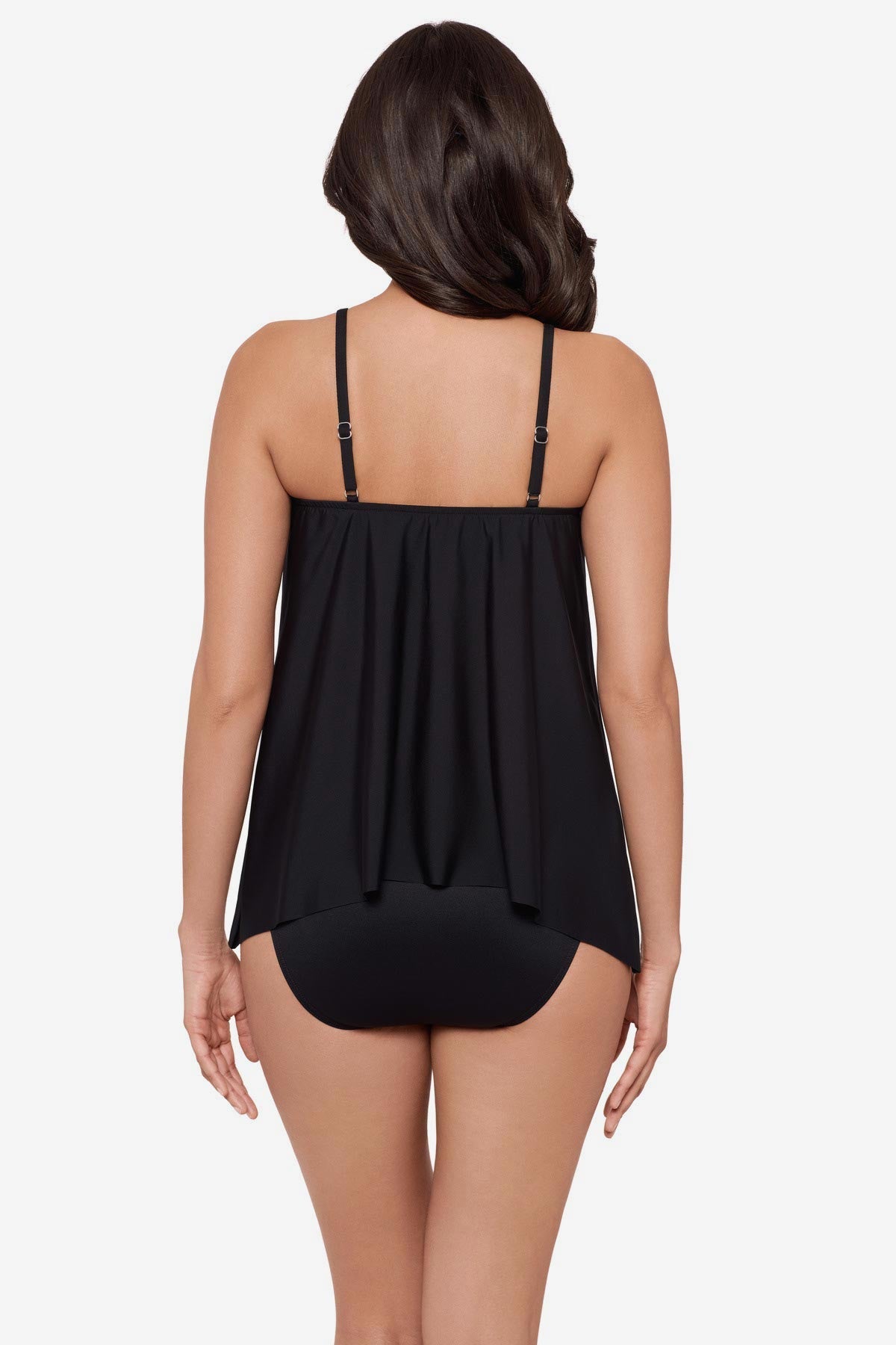 Miraclesuit Black/Multi Peephole Tankini Top in Ombra Fiore