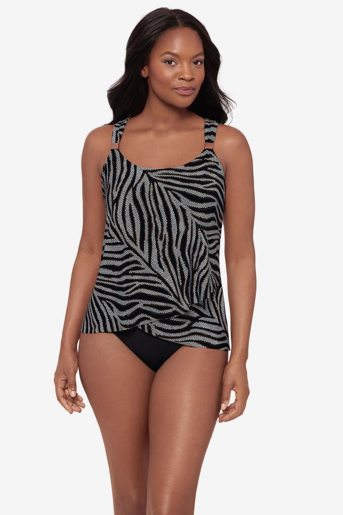 Miraclesuit Black/White Dazzle Tankini Top in Zirconic