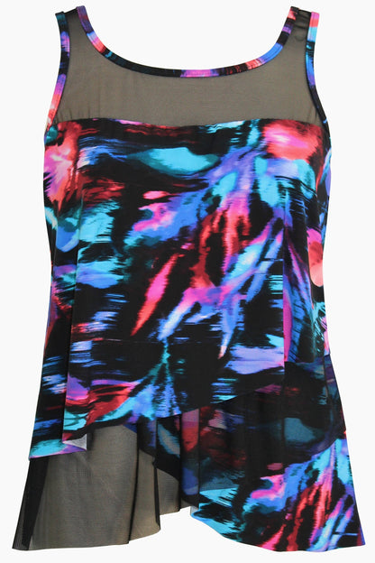 Miraclesuit Black/Multi Plus Size Fuego Floral Mirage Tankini