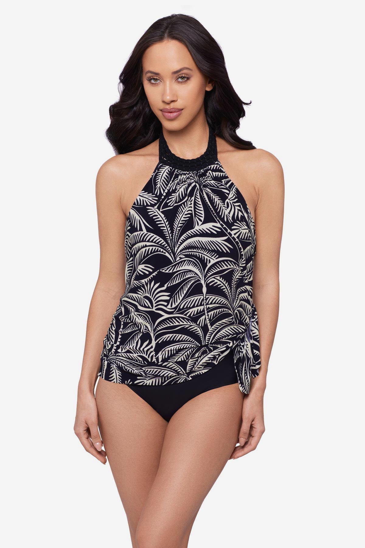 Miraclesuit Black/Multi Magicsuit Hearts Of Palm Molly One Piece Swimdress