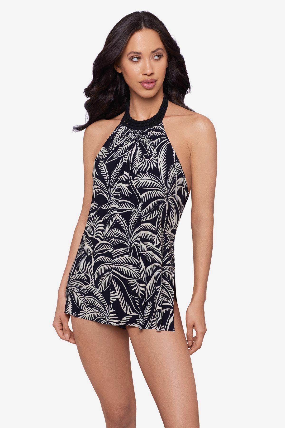 Miraclesuit Black/Multi Magicsuit Hearts Of Palm Molly One Piece Swimdress