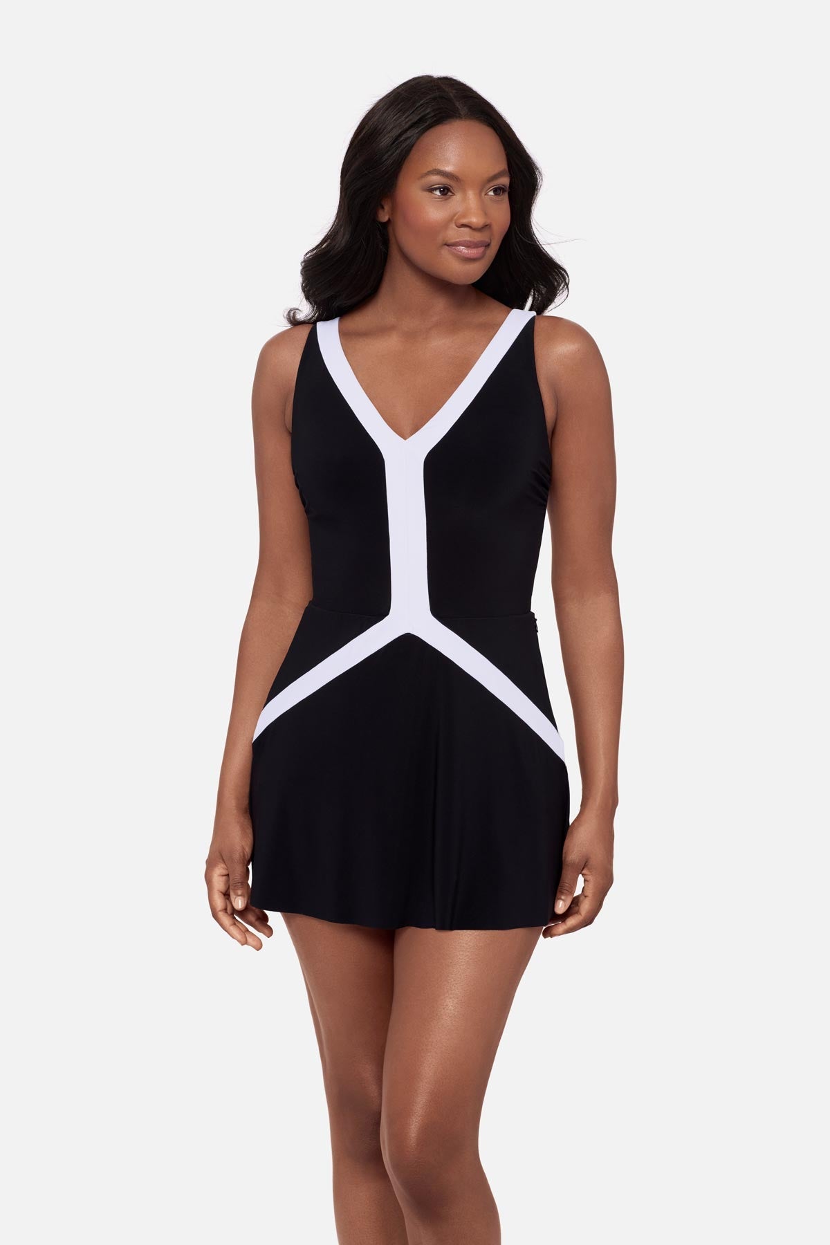 Miraclesuit Black/White Paix Swim Dress in Spectra