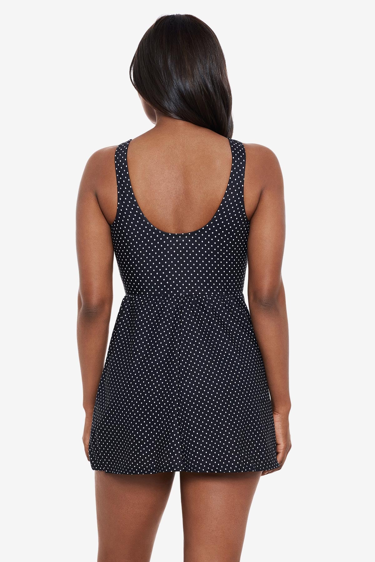 Miraclesuit Black/White Pin Point Marais Swim Dress Bathing Suit