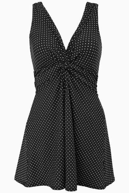 Miraclesuit Black/White Pin Point Marais Swim Dress Bathing Suit