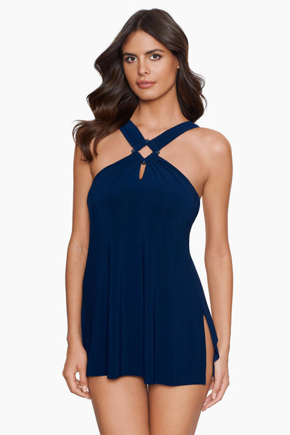 Miraclesuit Navy Magicsuit Square Cut Beverly One Piece Swimsuit