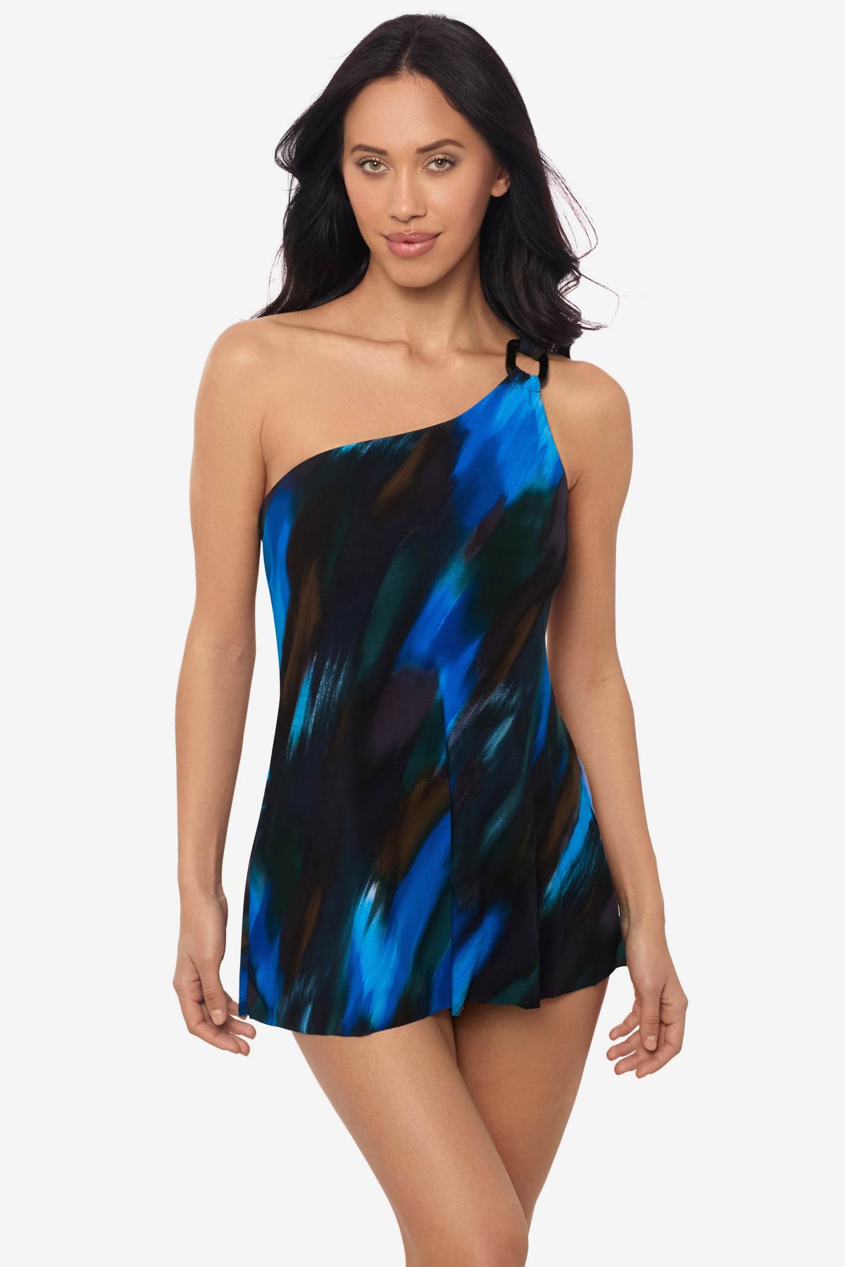 Miraclesuit Blue/Multi Magicsuit Swipe Right Amal One Piece Swim Dress