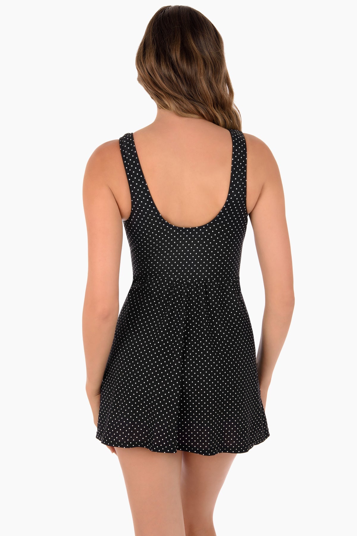 Miraclesuit Black/White Pin Point Marais One Piece Swim Dress DD-Cup