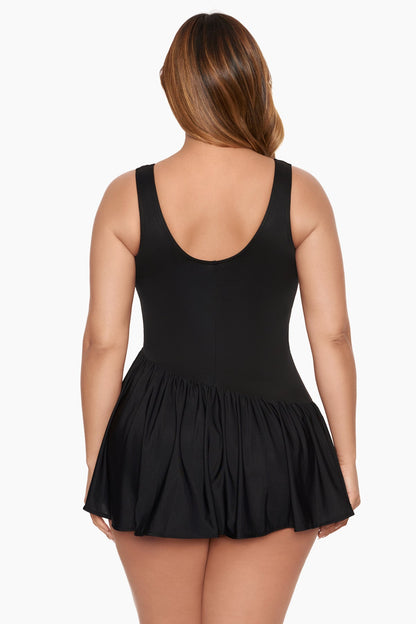 Miraclesuit Black Plus Size Swimwear Aurora Swim Dress