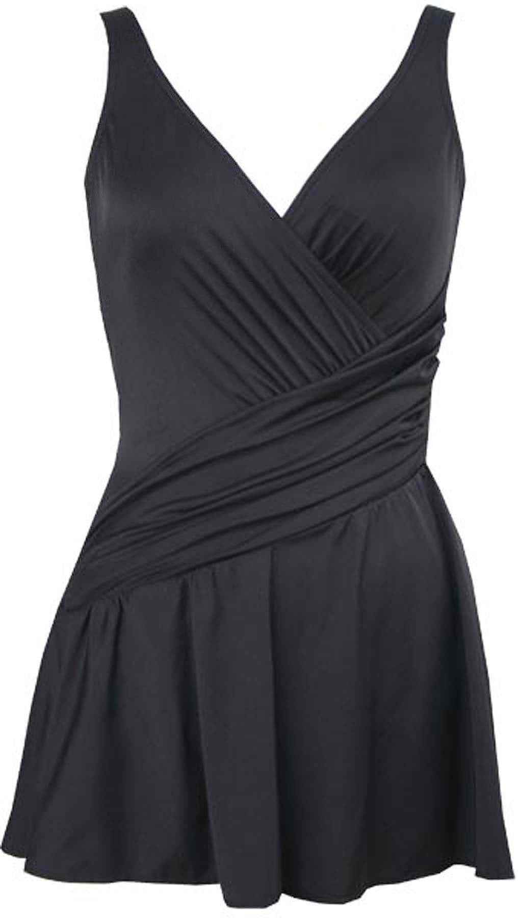 Miraclesuit Black Plus Size Swimwear Aurora Swim Dress