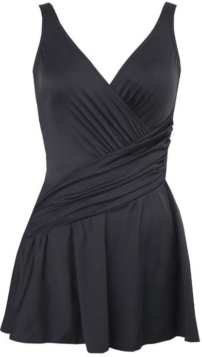 Miraclesuit Black Plus Size Swimwear Aurora Swim Dress