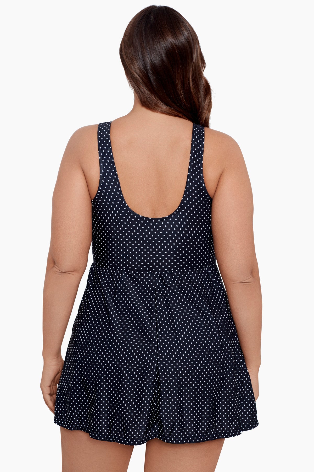 Miraclesuit Black/White Plus Size Pin Point Marais One Piece Swim Dress