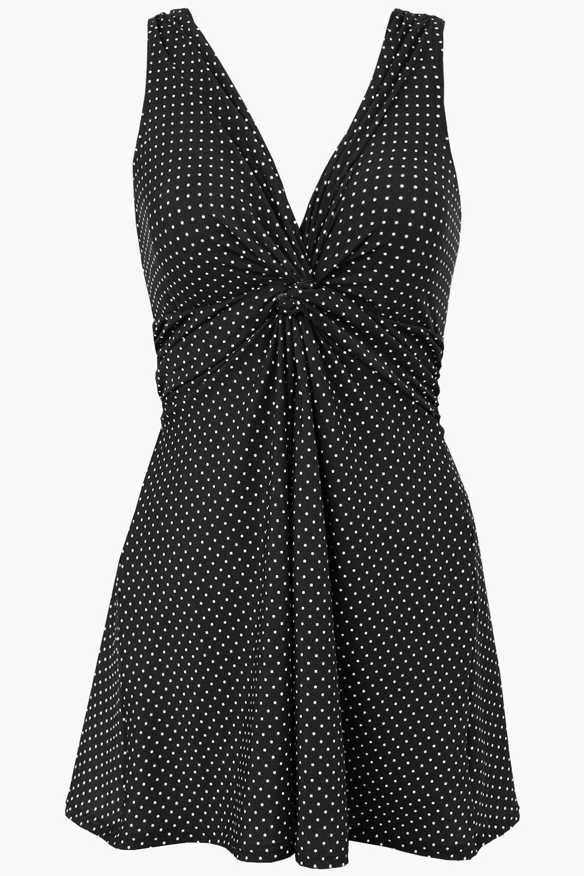 Miraclesuit Black/White Plus Size Pin Point Marais One Piece Swim Dress