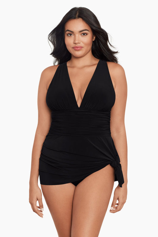 Miraclesuit Black Plus Size Celine Swim Dress