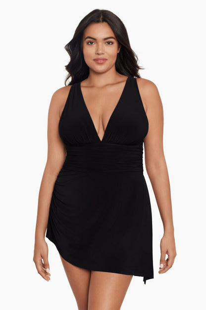 Miraclesuit Black Plus Size Celine Swim Dress