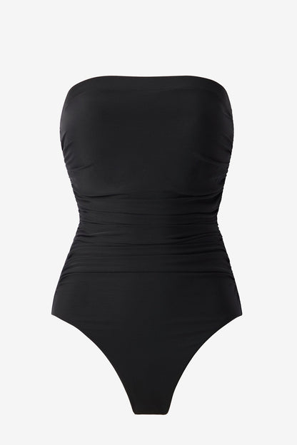 Miraclesuit Black Long Torso Avanti Bandeau One Piece Swimsuit
