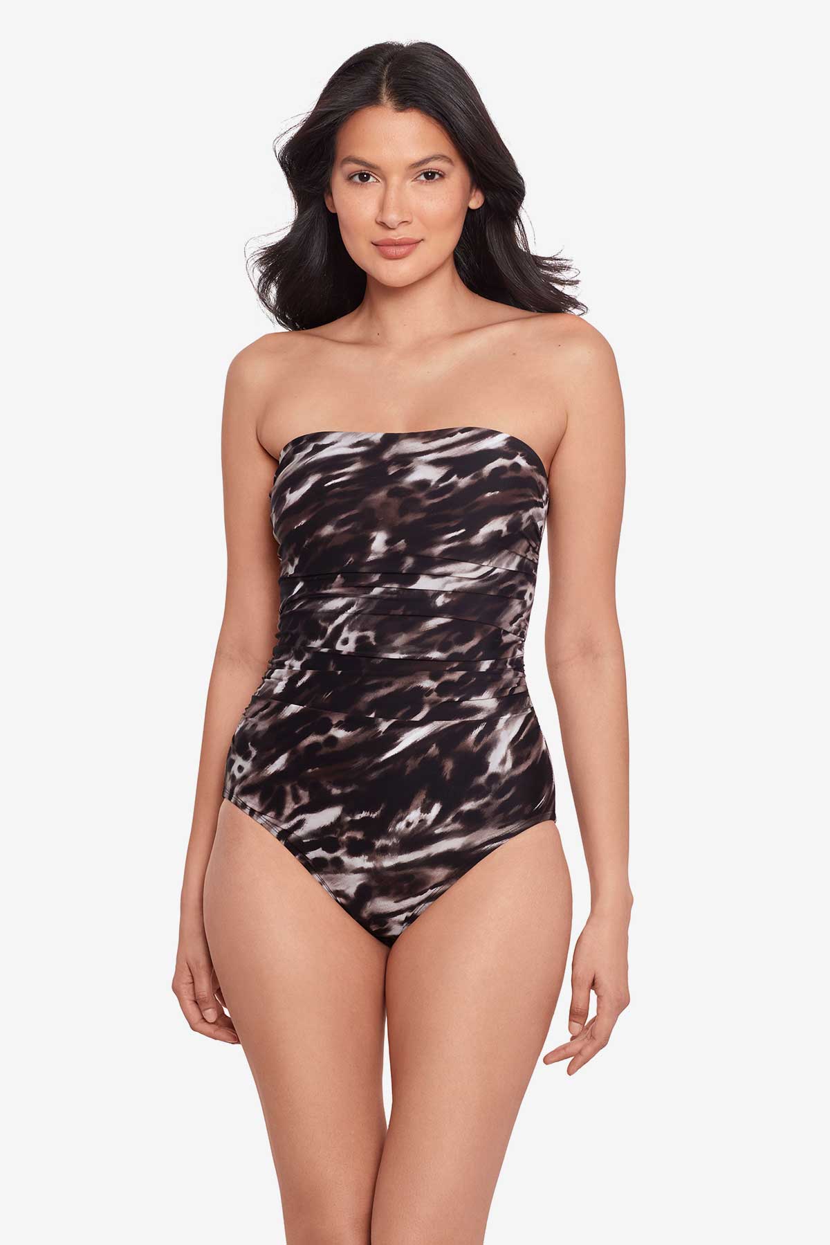 Miraclesuit Black/Brown Tempest Avanti Bandeau Swimsuit