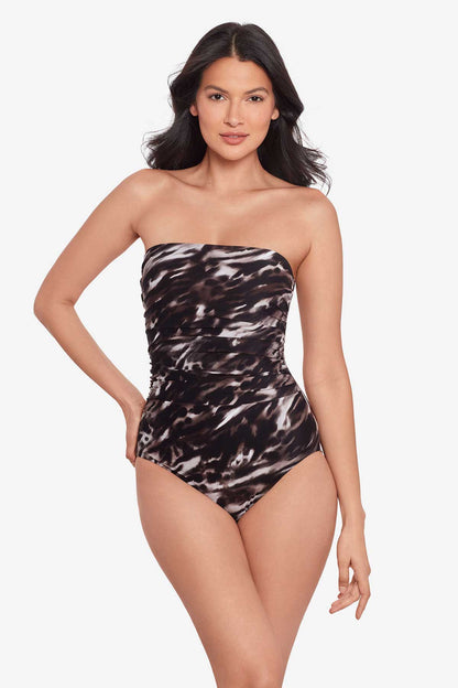 Miraclesuit Black/Brown Tempest Avanti Bandeau Swimsuit