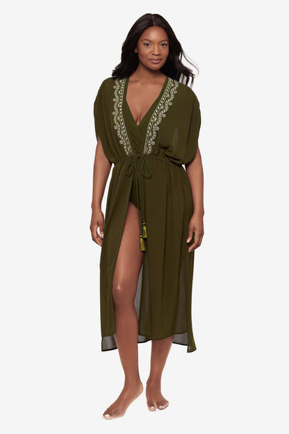 Miraclesuit Nori Beach Etc Beaded Long Kimono Cover Up