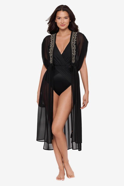 Miraclesuit Nori Beach Etc Beaded Long Kimono Cover Up