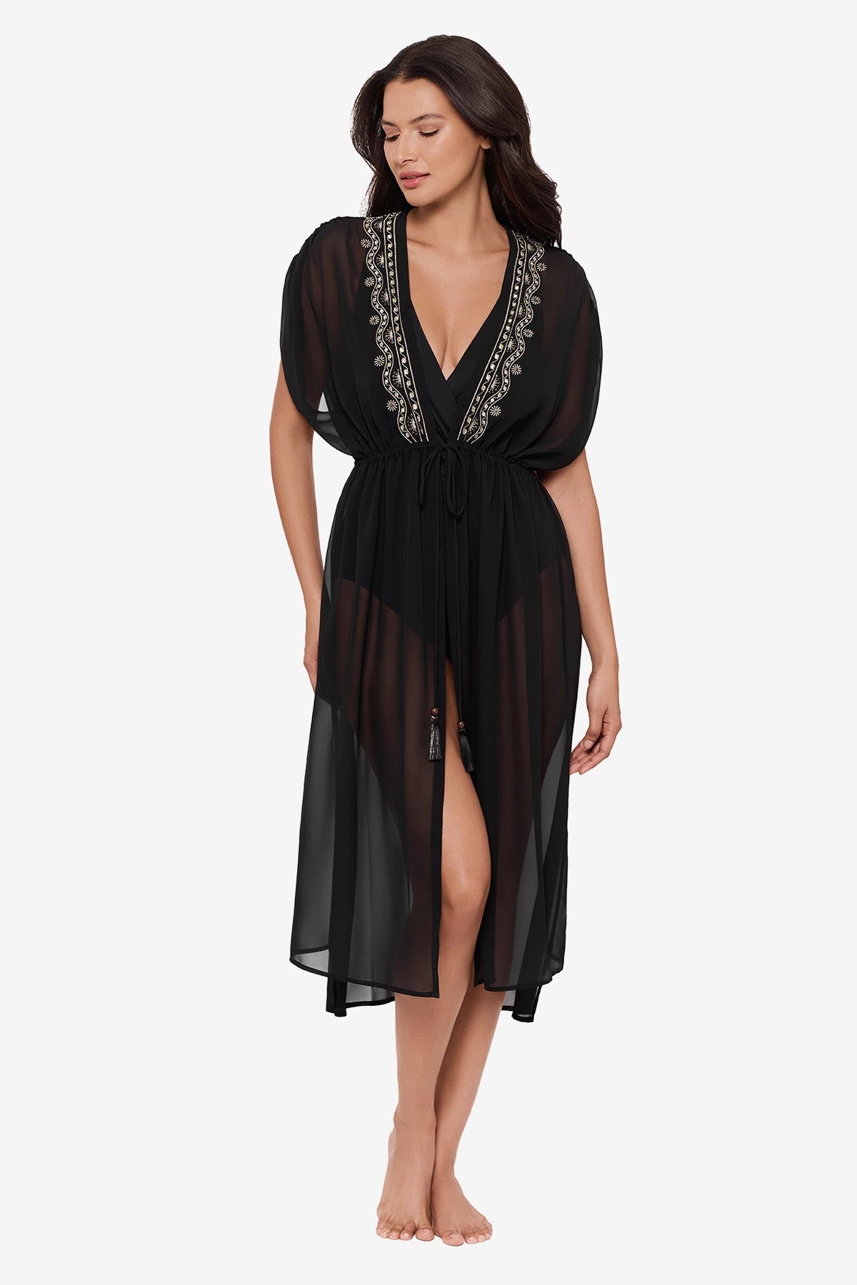Miraclesuit Nori Beach Etc Beaded Long Kimono Cover Up