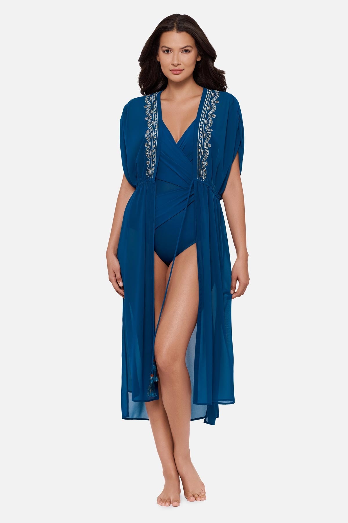 Miraclesuit Nori Beach Etc Beaded Long Kimono Cover Up