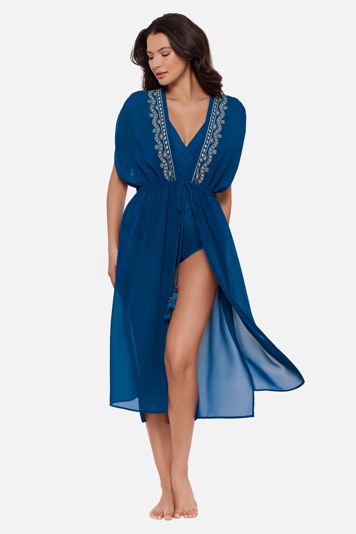 Miraclesuit Nori Beach Etc Beaded Long Kimono Cover Up