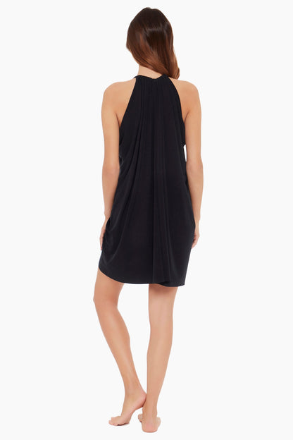 Miraclesuit Black Magicsuit Draped Swim Cover Up Dress