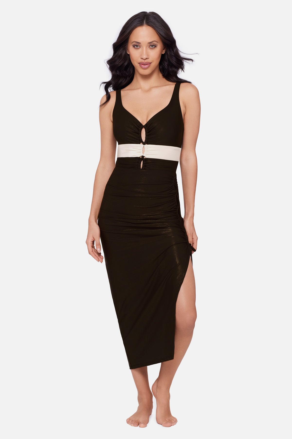 Miraclesuit Black Magicsuit Block Party Covertible Skirt Swimwear Cover Up