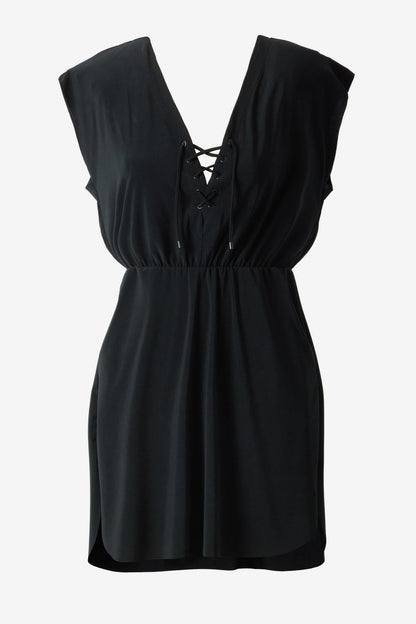 Miraclesuit Black Magicsuit Cover Ups Lace Up Dress Swimwear Cover Up