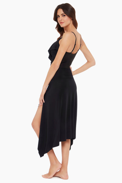 Miraclesuit Black Magicsuit Jersey Handkerchief Convertible Skirt Dress Swim Cover Up