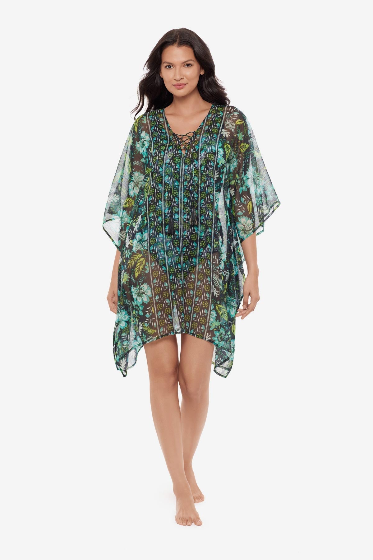 Miraclesuit Black/Multi Caftan Cover Up in Florica