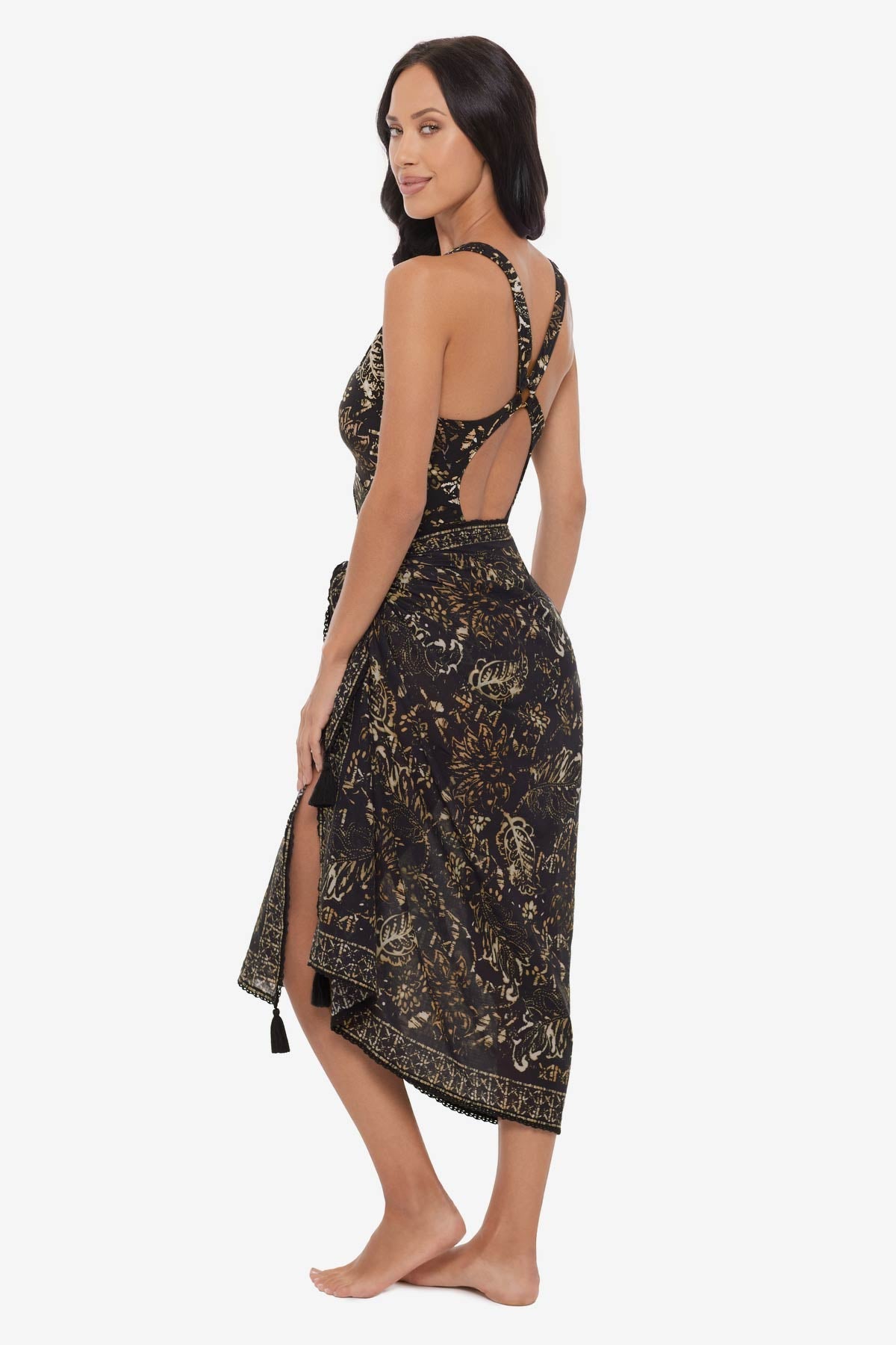 Miraclesuit Black/Multi Magicsuit Balinese Pareo Swim Cover Up