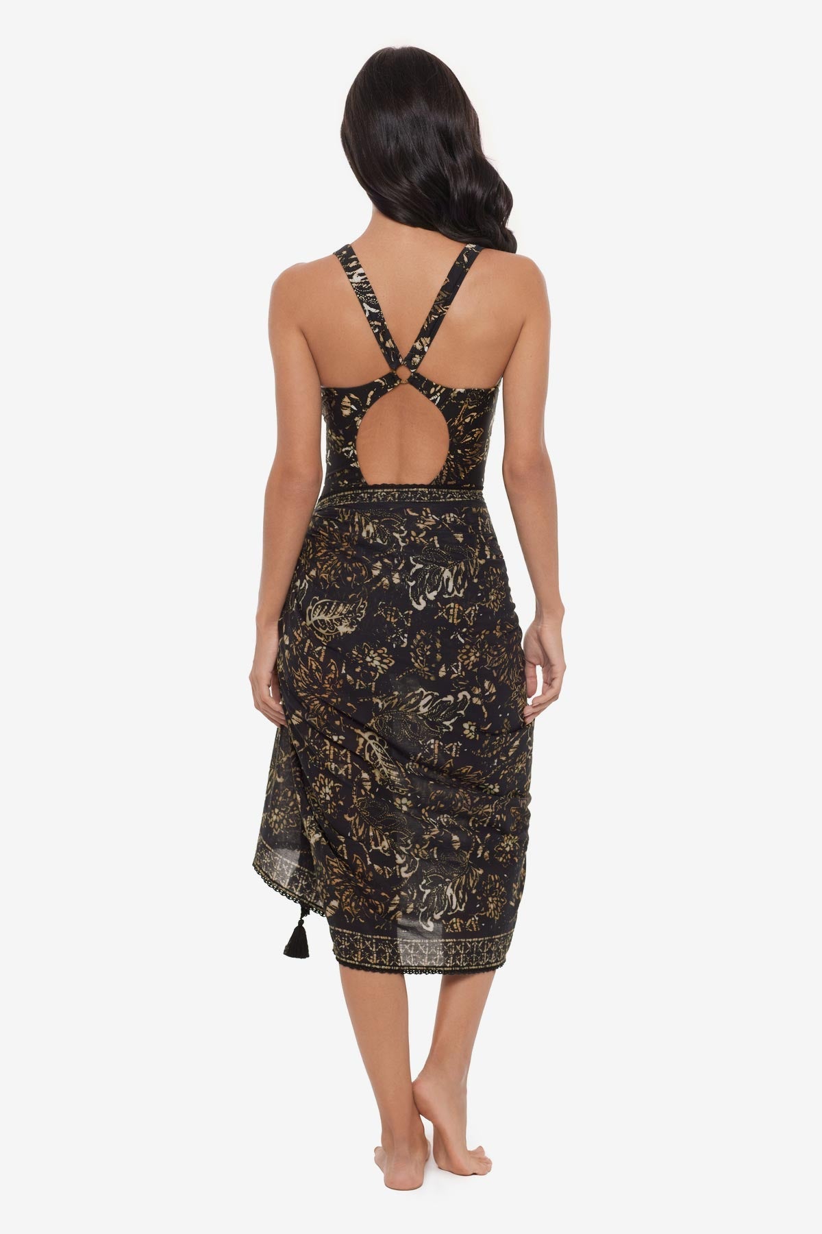 Miraclesuit Black/Multi Magicsuit Balinese Pareo Swim Cover Up
