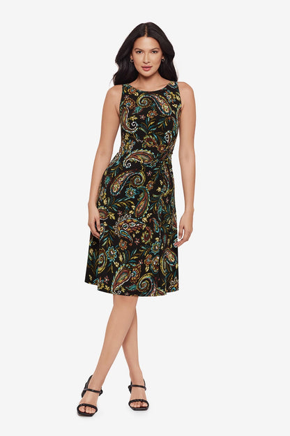 Miraclesuit Black/Multi Body by Remi Fit & Flair Shaping Dress in Gypsi