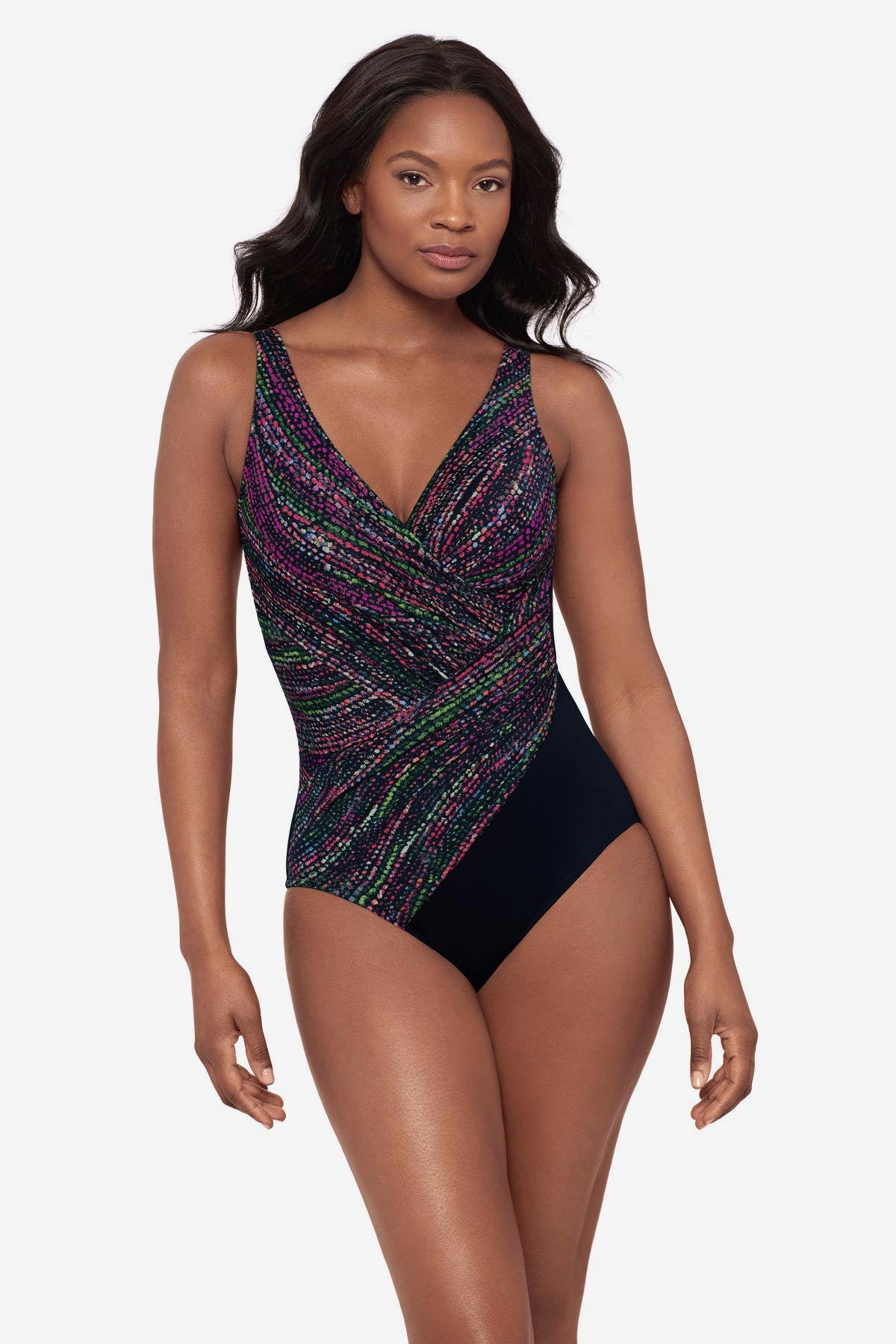 Miraclesuit Black/Multi Oceanus One Piece Swimsuit in Light Show