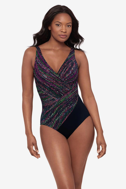 Miraclesuit Black/Multi Oceanus One Piece Swimsuit in Light Show