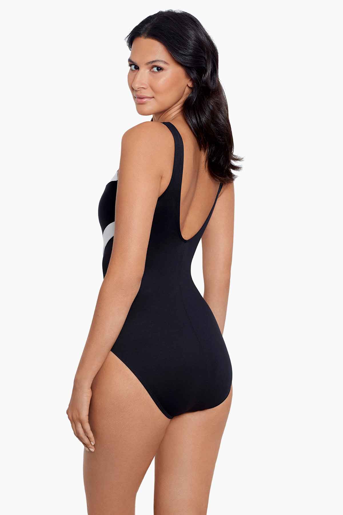 Miraclesuit Black/White Spectra Somerpointe One Piece Swimsuit