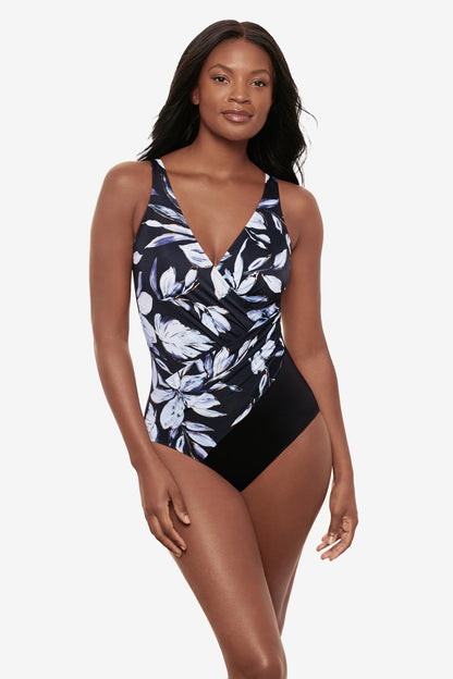 Miraclesuit Black/White Oceanus One Piece in Fiore Di Luna