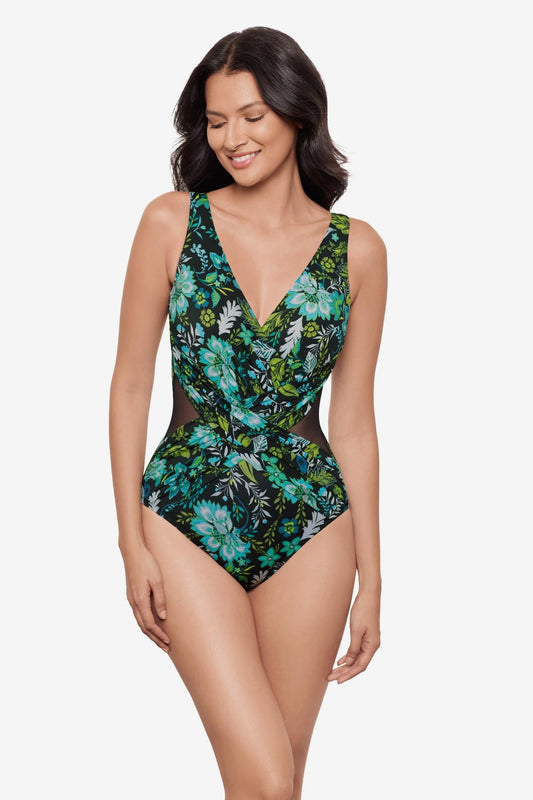 Miraclesuit Black/Multi Crossover One Piece in Florica
