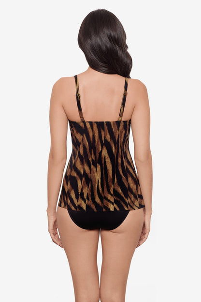 Miraclesuit Black/Brown Marina Tankini Top in Raya De Safari