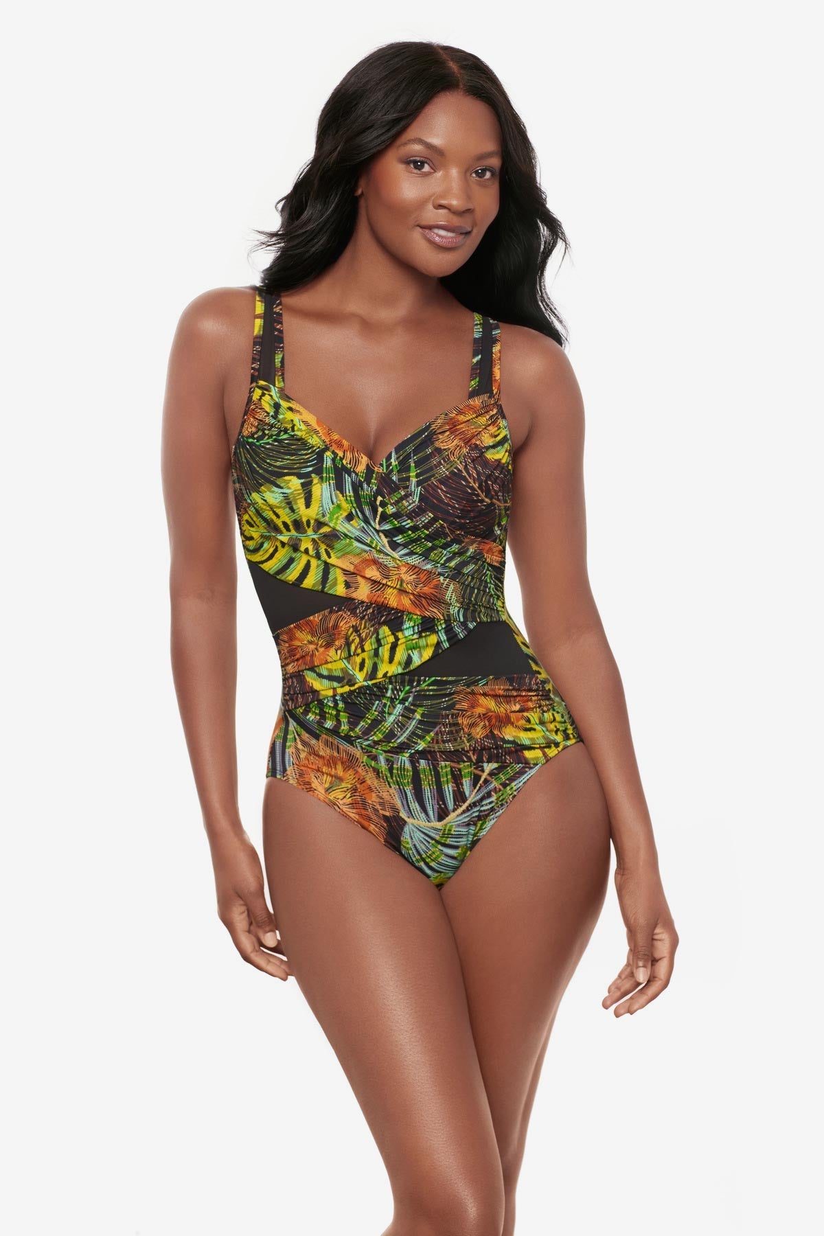 Miraclesuit Black/Multi Madero One Piece in Sunset Islet